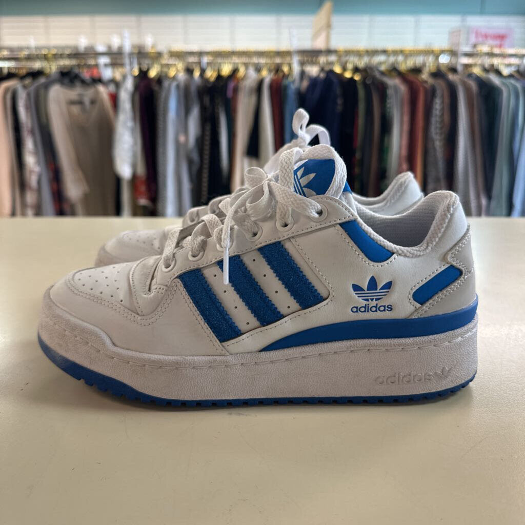 Adidas White/ Blue Forum Bold Stripes Sneakers 7.5