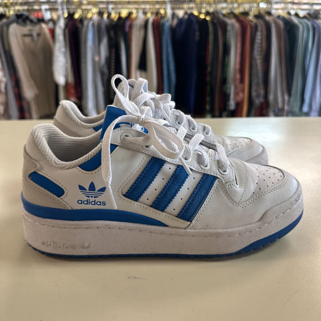 Adidas White/ Blue Forum Bold Stripes Sneakers 7.5