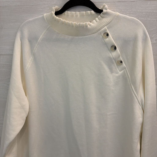 Loft White Ruffle Mock Neck Long Sleeve Sweater Extra Large