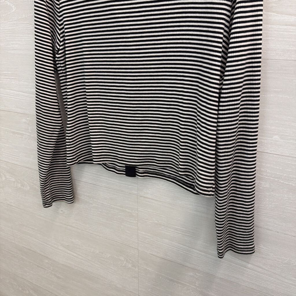 J Crew Black/ White Striped Gold Button Front Top Extra Large