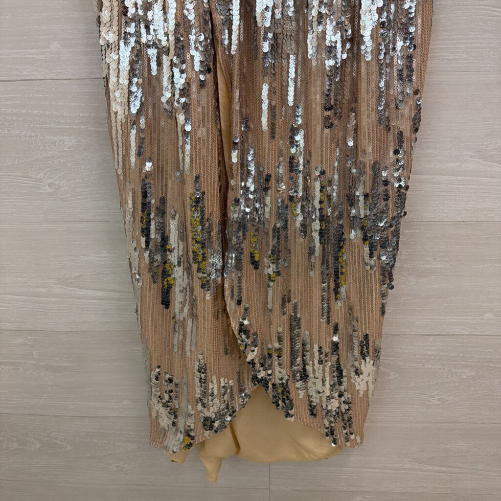 Gold/ Silver Sequin Short Sleeve Dress Large