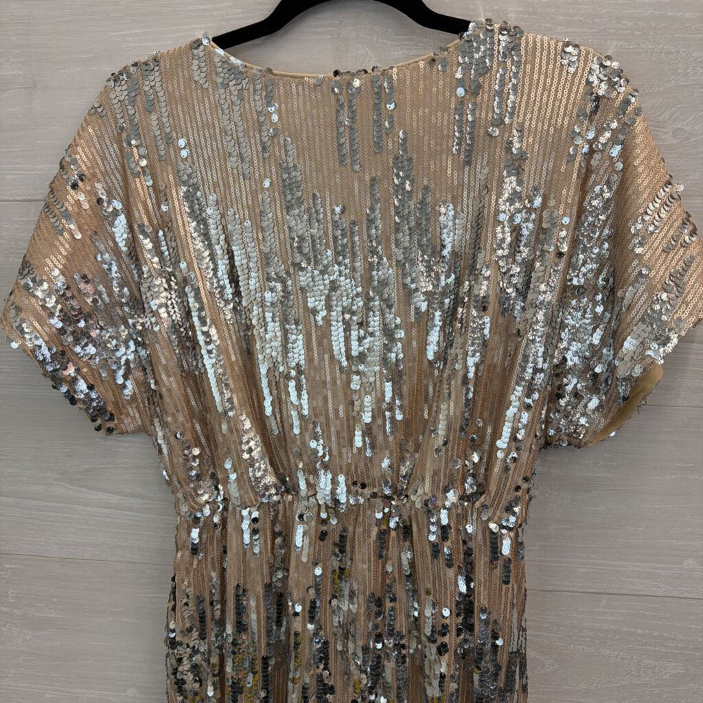 Gold/ Silver Sequin Short Sleeve Dress Large