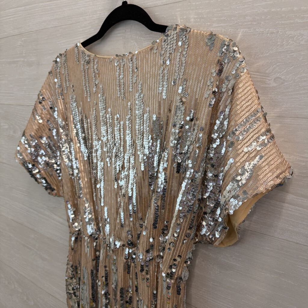 Gold/ Silver Sequin Short Sleeve Dress Large