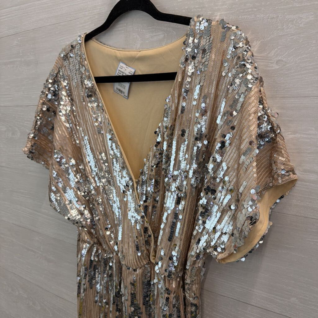 Gold/ Silver Sequin Short Sleeve Dress XXL