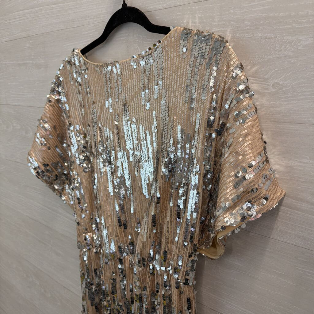 Gold/ Silver Sequin Short Sleeve Dress XXL