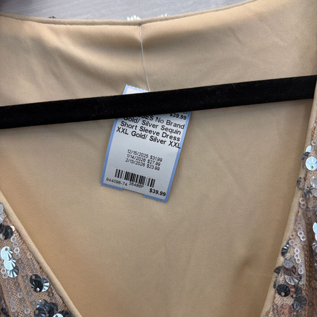 Gold/ Silver Sequin Short Sleeve Dress XXL