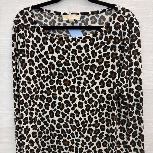 Michael Kors Brown/ Black/ Cream Leopard Print Long Sleeve Dress Extra Large