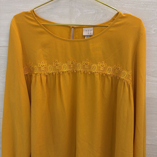 Yellow Lace Detail Long Sleeve Top Large