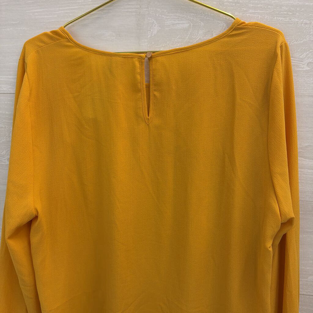 Yellow Lace Detail Long Sleeve Top Large