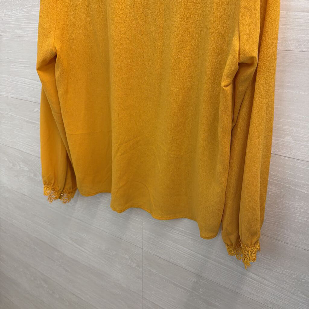 Yellow Lace Detail Long Sleeve Top Large