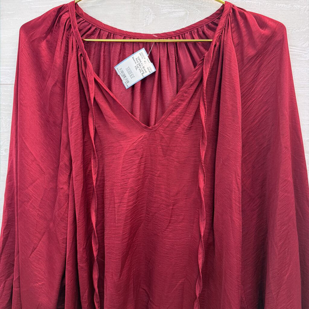 Red Silky Long Sleeve Top XXL
