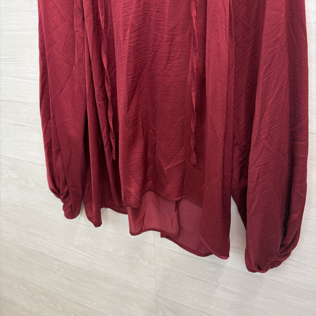 Red Silky Long Sleeve Top XXL