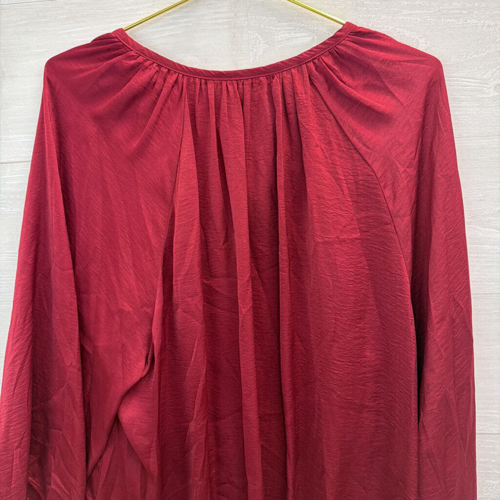 Red Silky Long Sleeve Top XXL