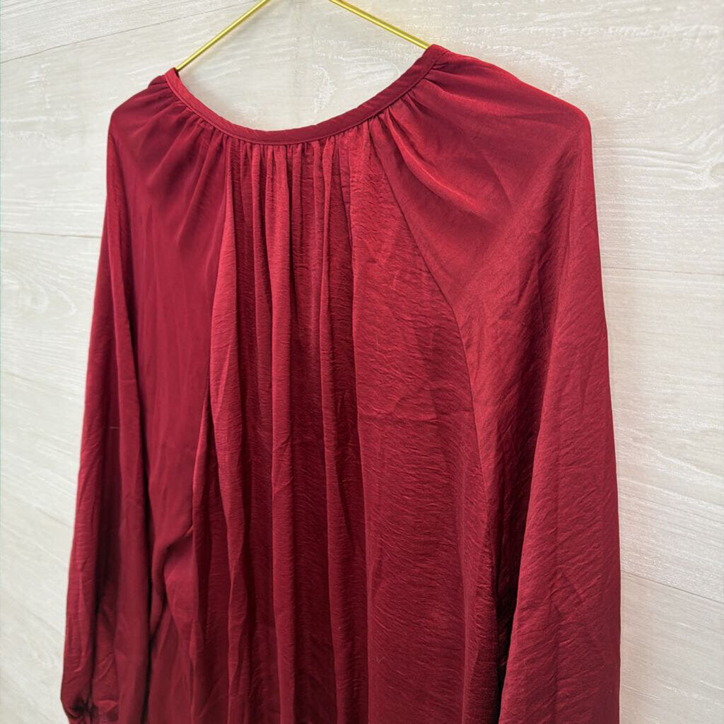 Red Silky Long Sleeve Top XXL