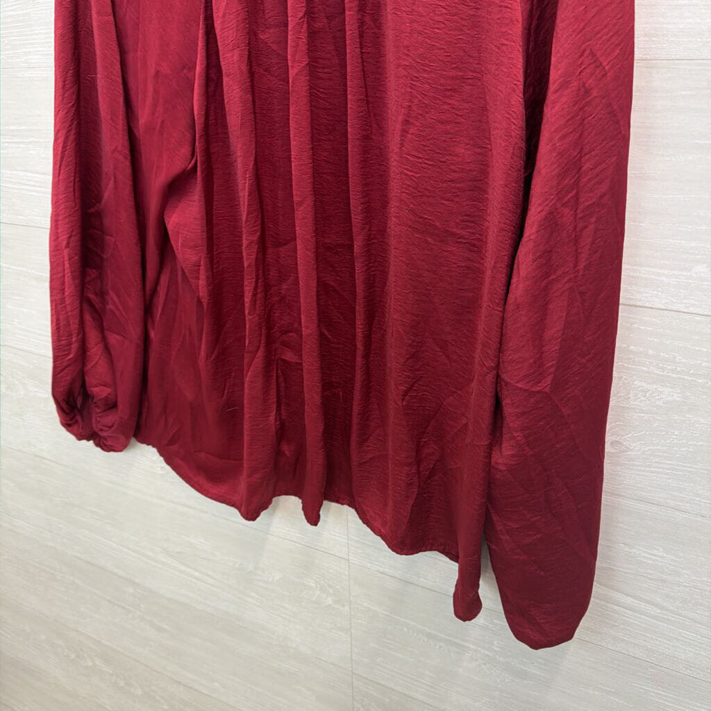 Red Silky Long Sleeve Top XXL
