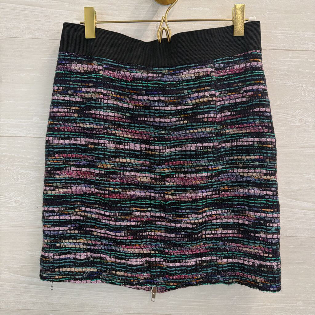 Milly Black/ Multi Metallic Striped Mini Skirt 4