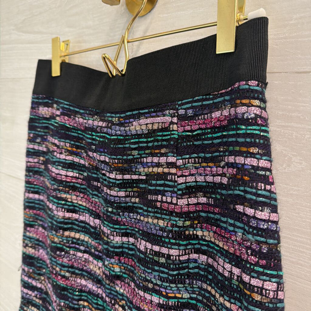 Milly Black/ Multi Metallic Striped Mini Skirt 4