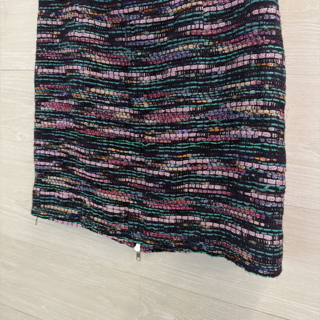 Milly Black/ Multi Metallic Striped Mini Skirt 4