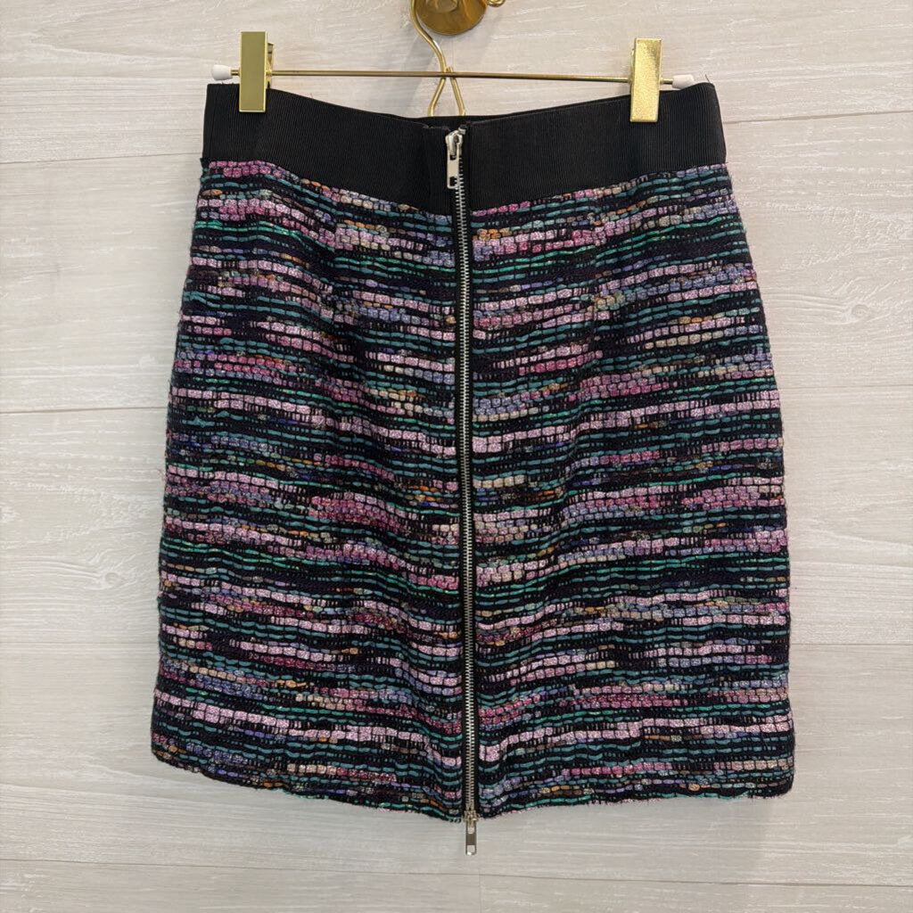 Milly Black/ Multi Metallic Striped Mini Skirt 4