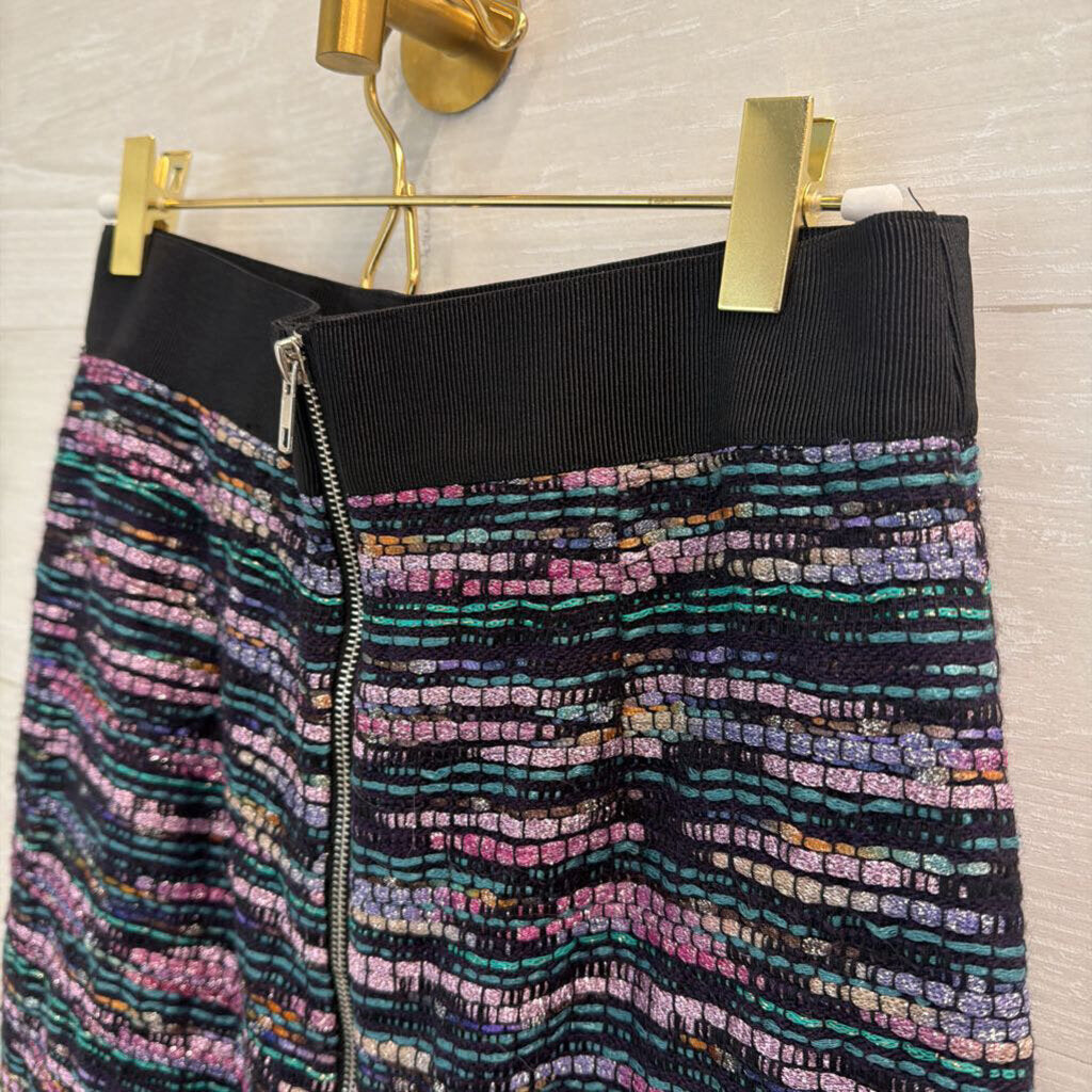 Milly Black/ Multi Metallic Striped Mini Skirt 4