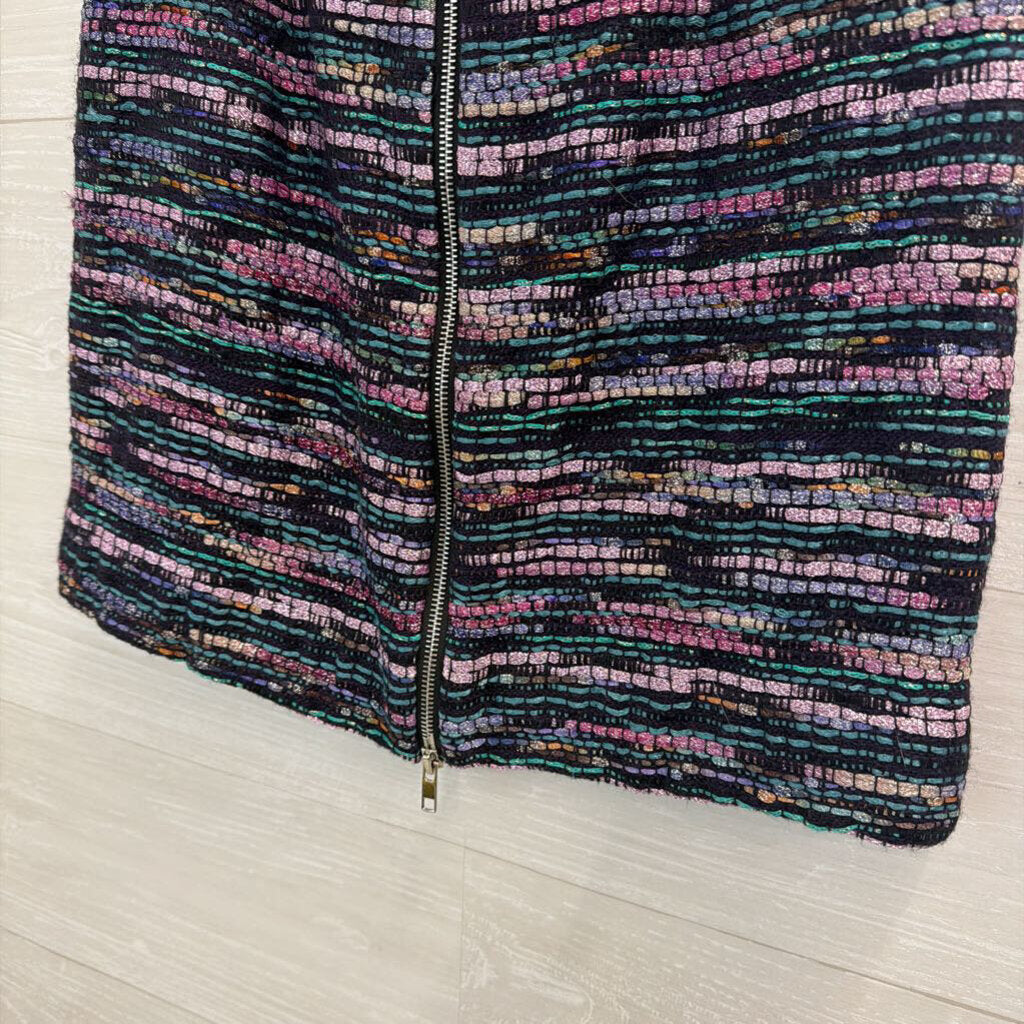 Milly Black/ Multi Metallic Striped Mini Skirt 4