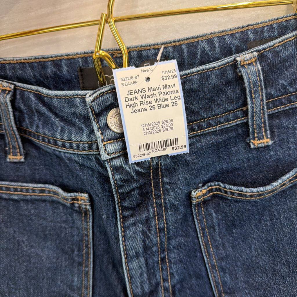 Mavi Dark Wash Paloma High Rise Wide Leg Jeans 26