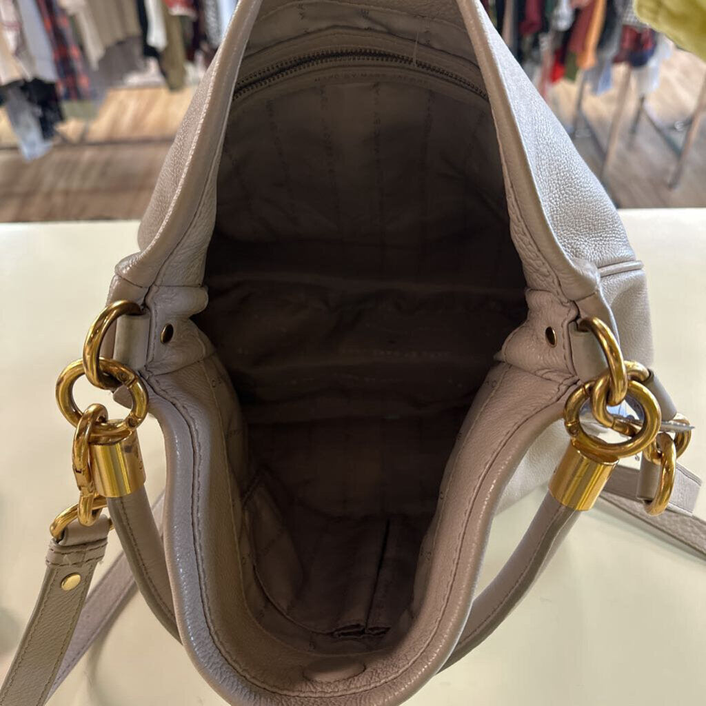 Marc Jacobs Grey Pebbled Leather Hobo Bag
