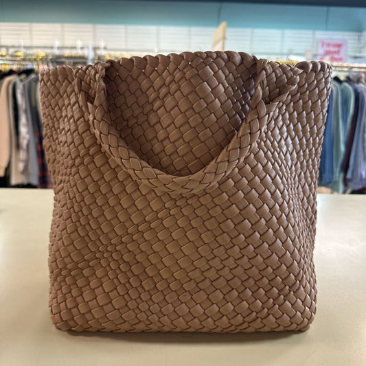 Brown Woven Leather Purse With Small Pouch