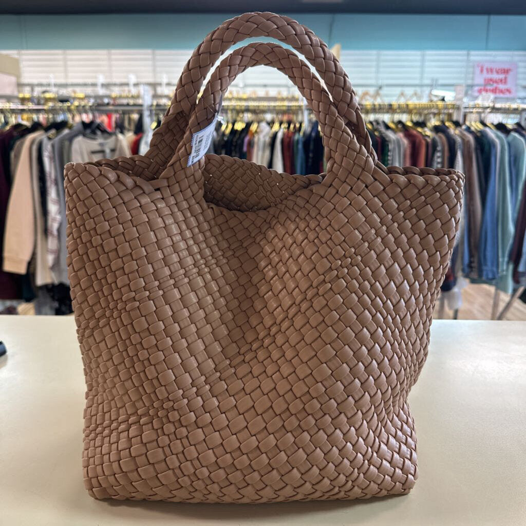 Brown Woven Leather Purse With Small Pouch