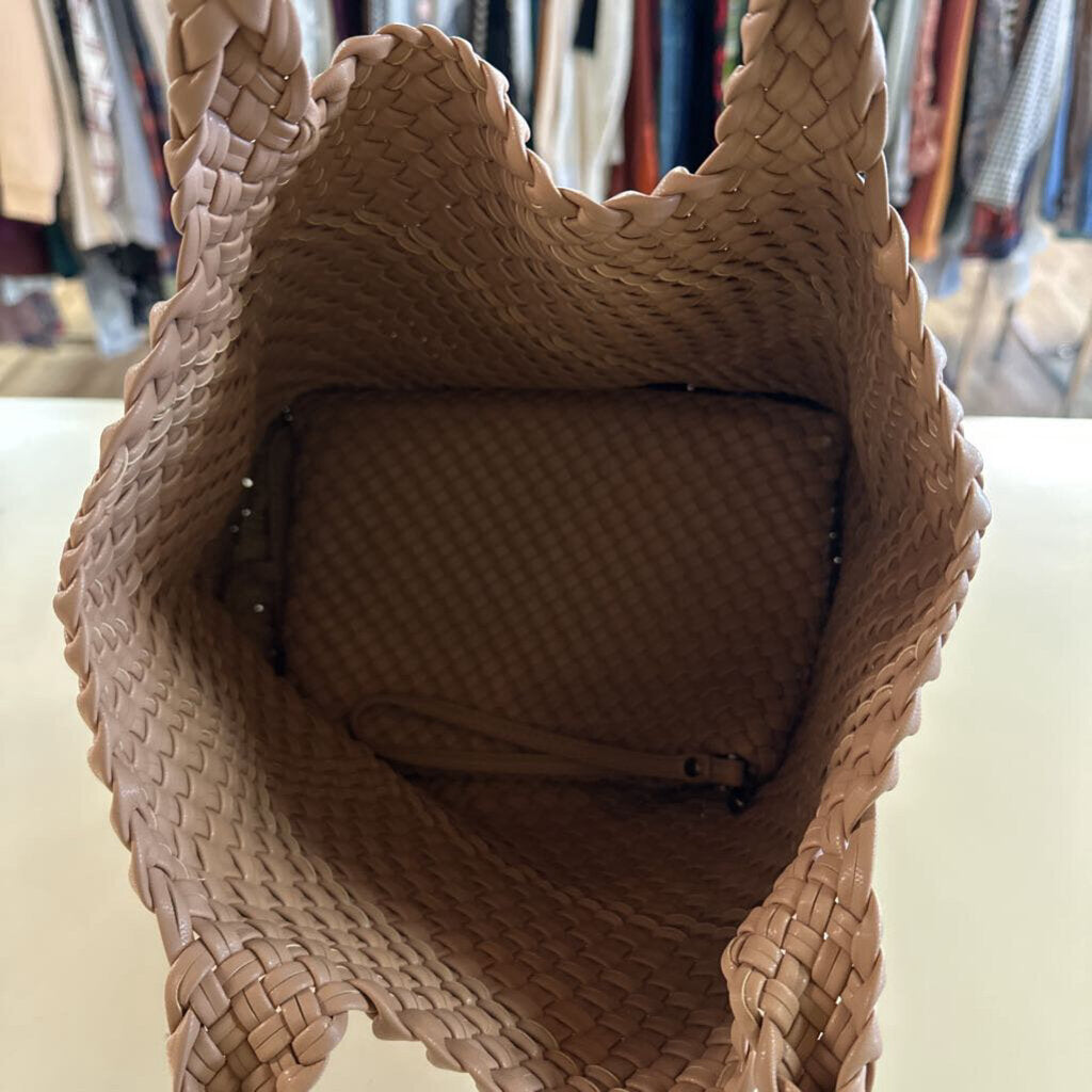 Brown Woven Leather Purse With Small Pouch