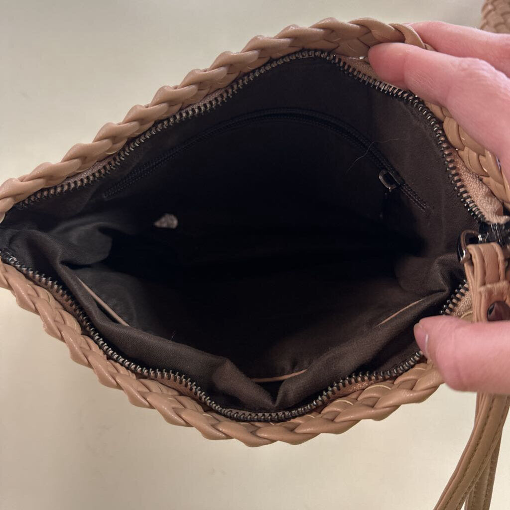 Brown Woven Leather Purse With Small Pouch