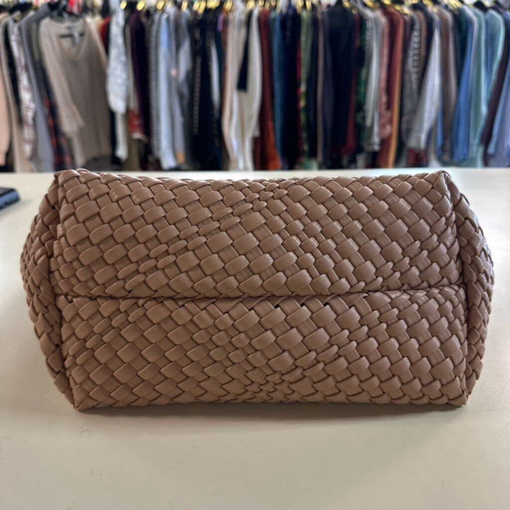 Brown Woven Leather Purse With Small Pouch