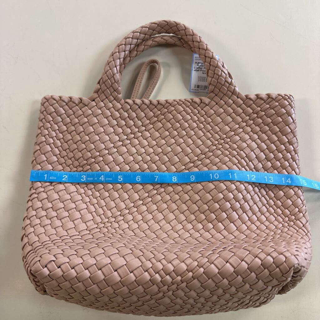 Brown Woven Leather Purse With Small Pouch