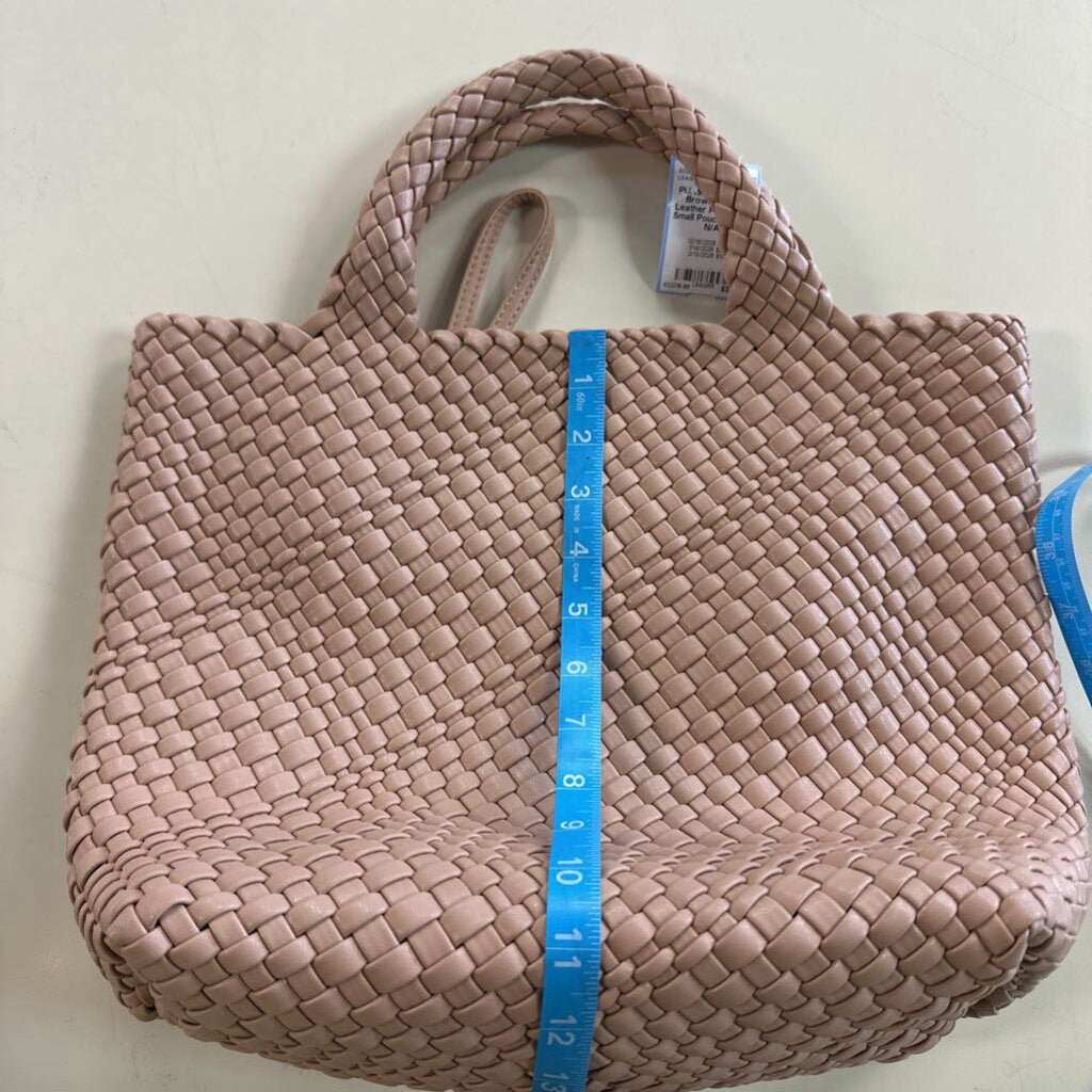 Brown Woven Leather Purse With Small Pouch