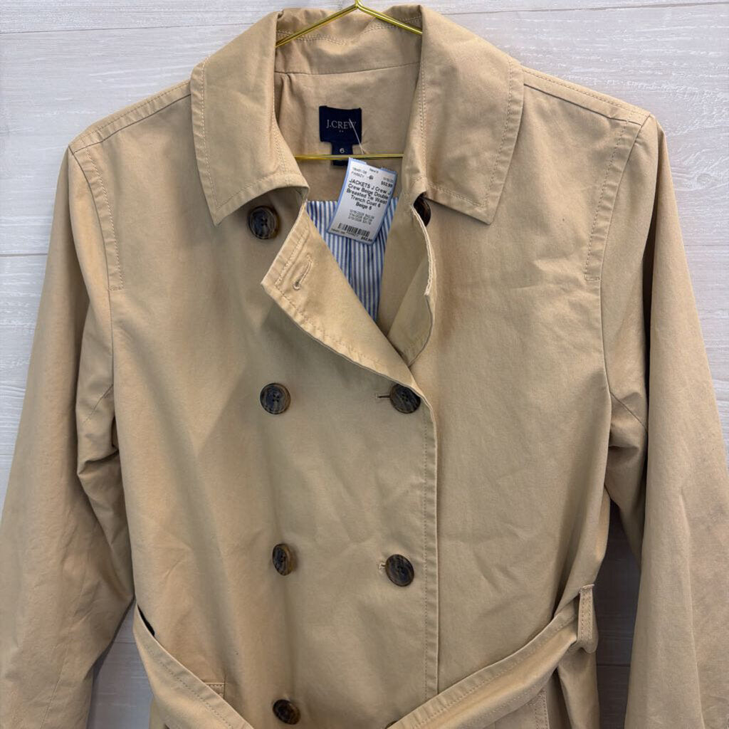 J Crew Beige Double Breasted Tie Waist Trench Coat 6