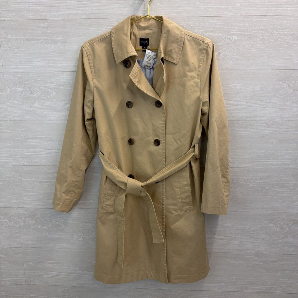 J Crew Beige Double Breasted Tie Waist Trench Coat 6