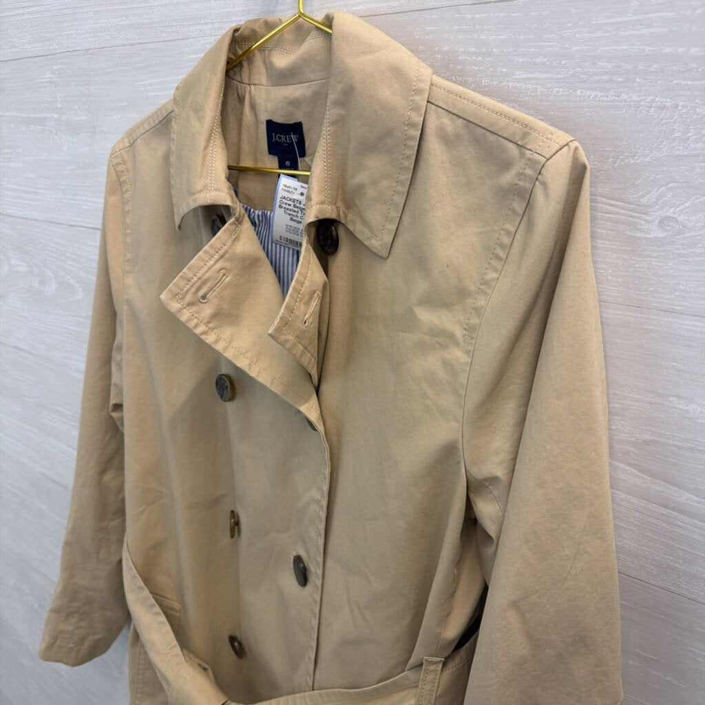 J Crew Beige Double Breasted Tie Waist Trench Coat 6
