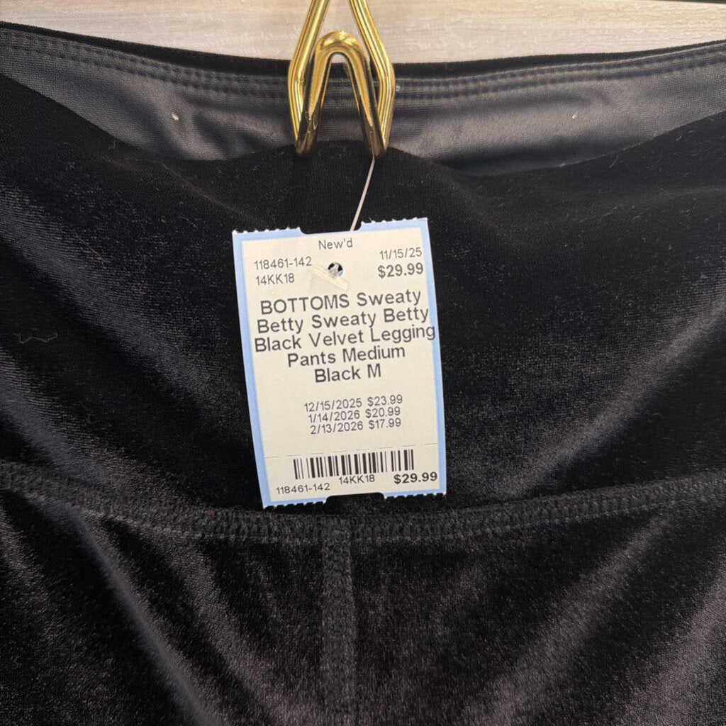 Sweaty Betty Black Velvet Legging Pants Medium