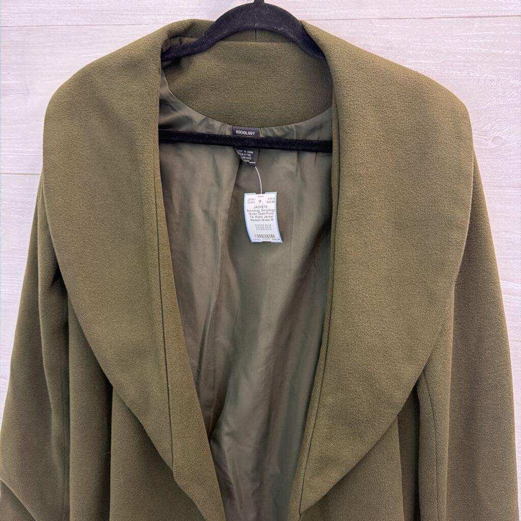 Sociology Green Open Front Tie Waist Jacket Medium