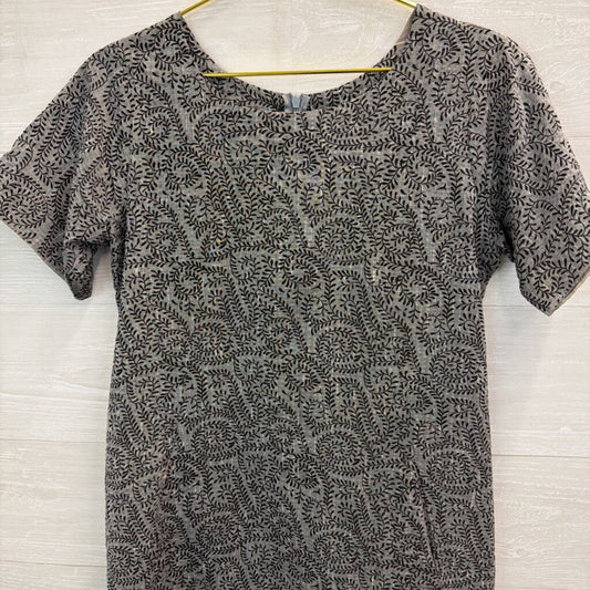 Grey/ Black Print Short Sleeve Shift Dress Medium