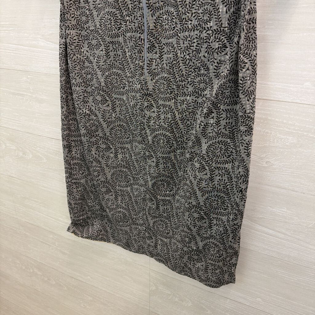 Grey/ Black Print Short Sleeve Shift Dress Medium