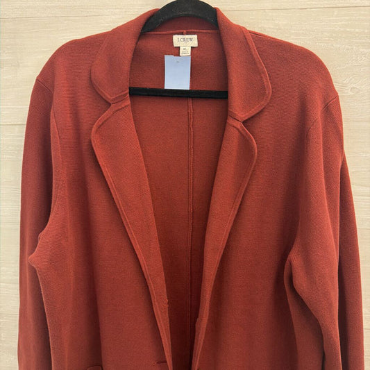 J Crew Brick Red Textured Sweater Jacket Extra Large