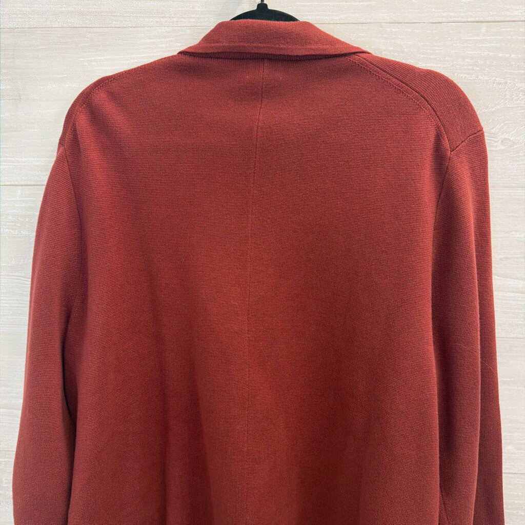 J Crew Brick Red Textured Sweater Jacket Extra Large