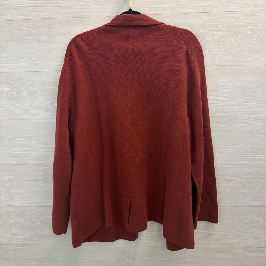 J Crew Brick Red Textured Sweater Jacket Extra Large