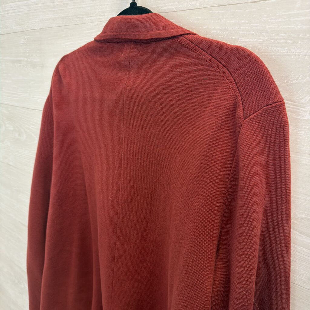 J Crew Brick Red Textured Sweater Jacket Extra Large