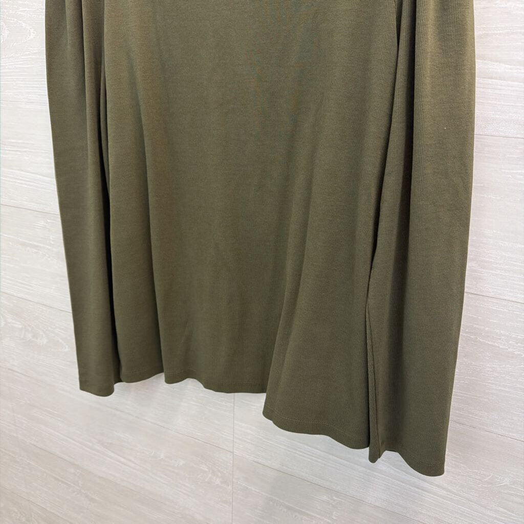 Tommy Hilfiger Green Ribbed Puff Shoulder Long Sleeve Henley Top XXL