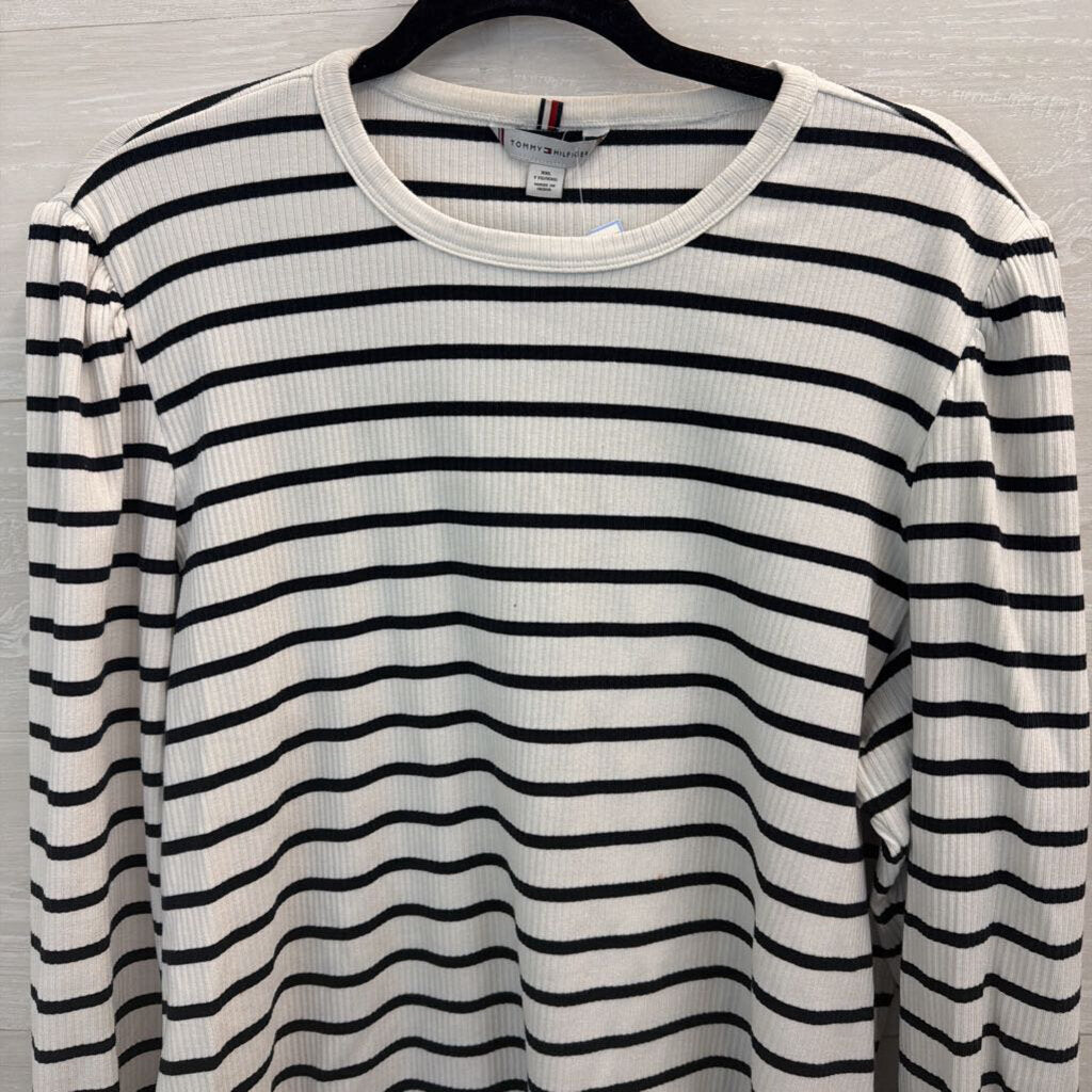 Tommy Hilfiger Black/ White Striped Long Sleeve Top XXL