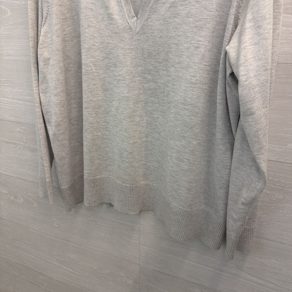 Cyrus Grey Knit Long Sleeve Collared Top 1X