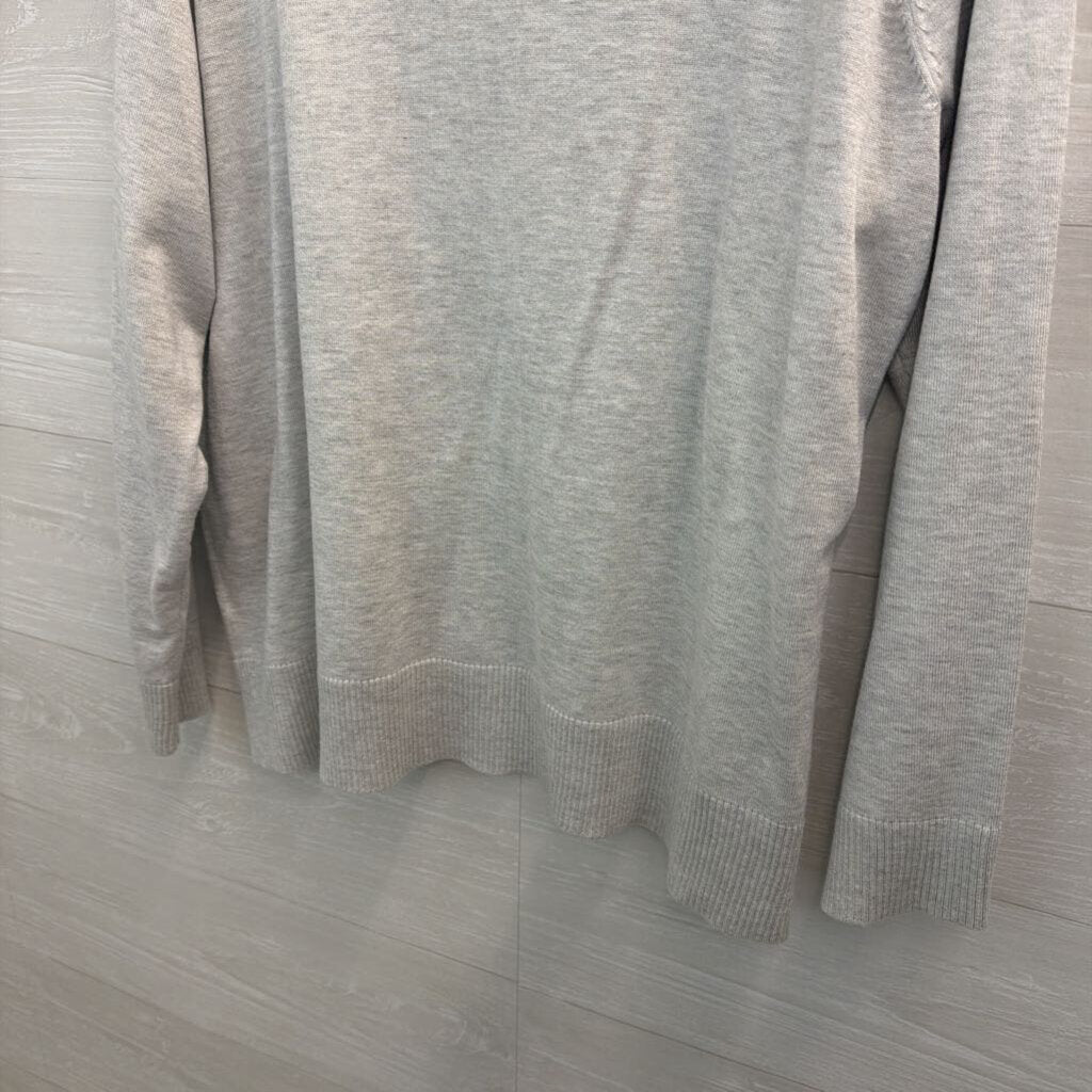 Cyrus Grey Knit Long Sleeve Collared Top 1X