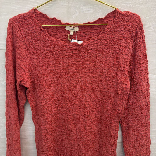 Easel Pink Textured Long Sleeve Top Large